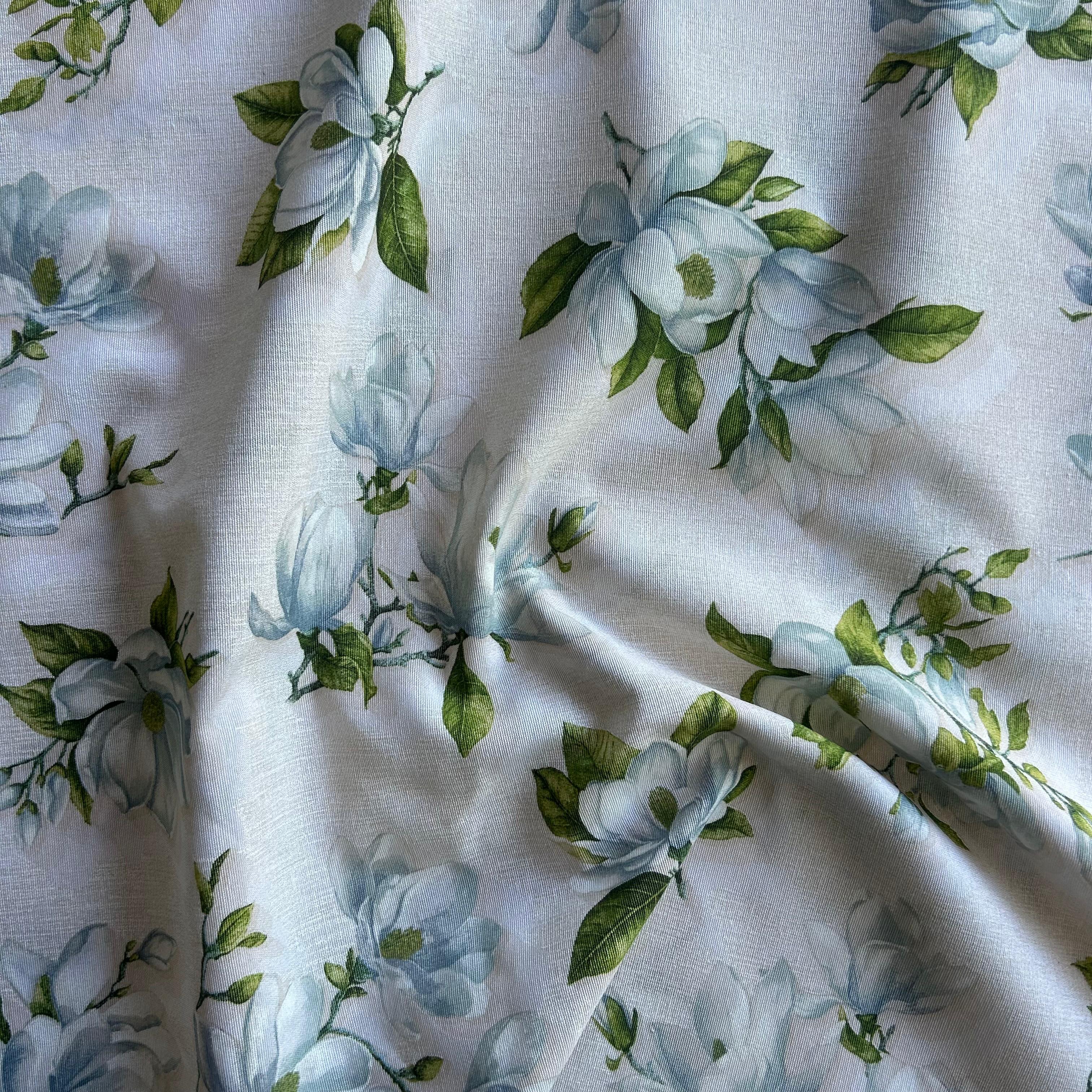 Loneta de decoração - Floral - Verde&Azul