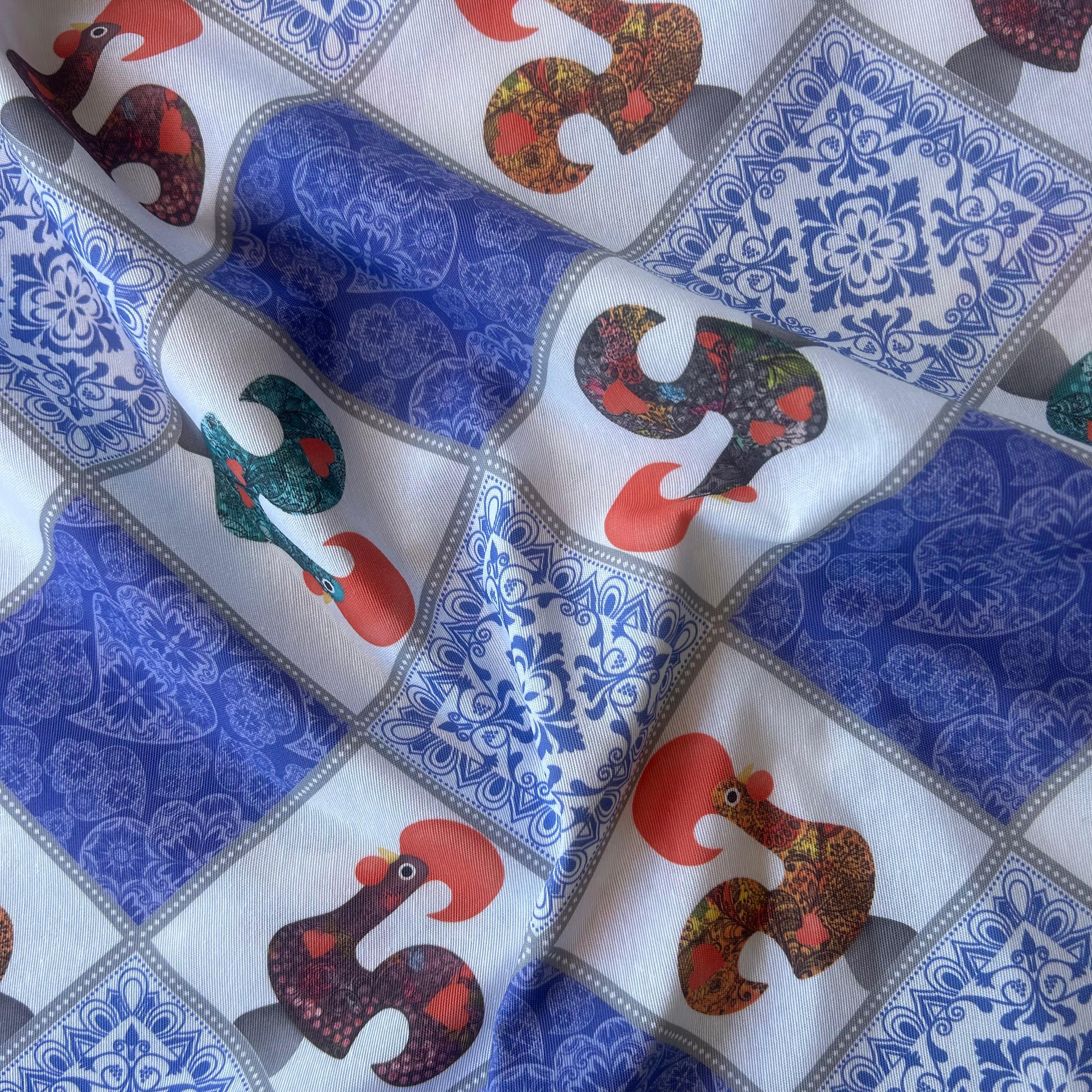Loneta de Decoração Digital -Azulejaria Portuguesa- Galo De Barcelos
