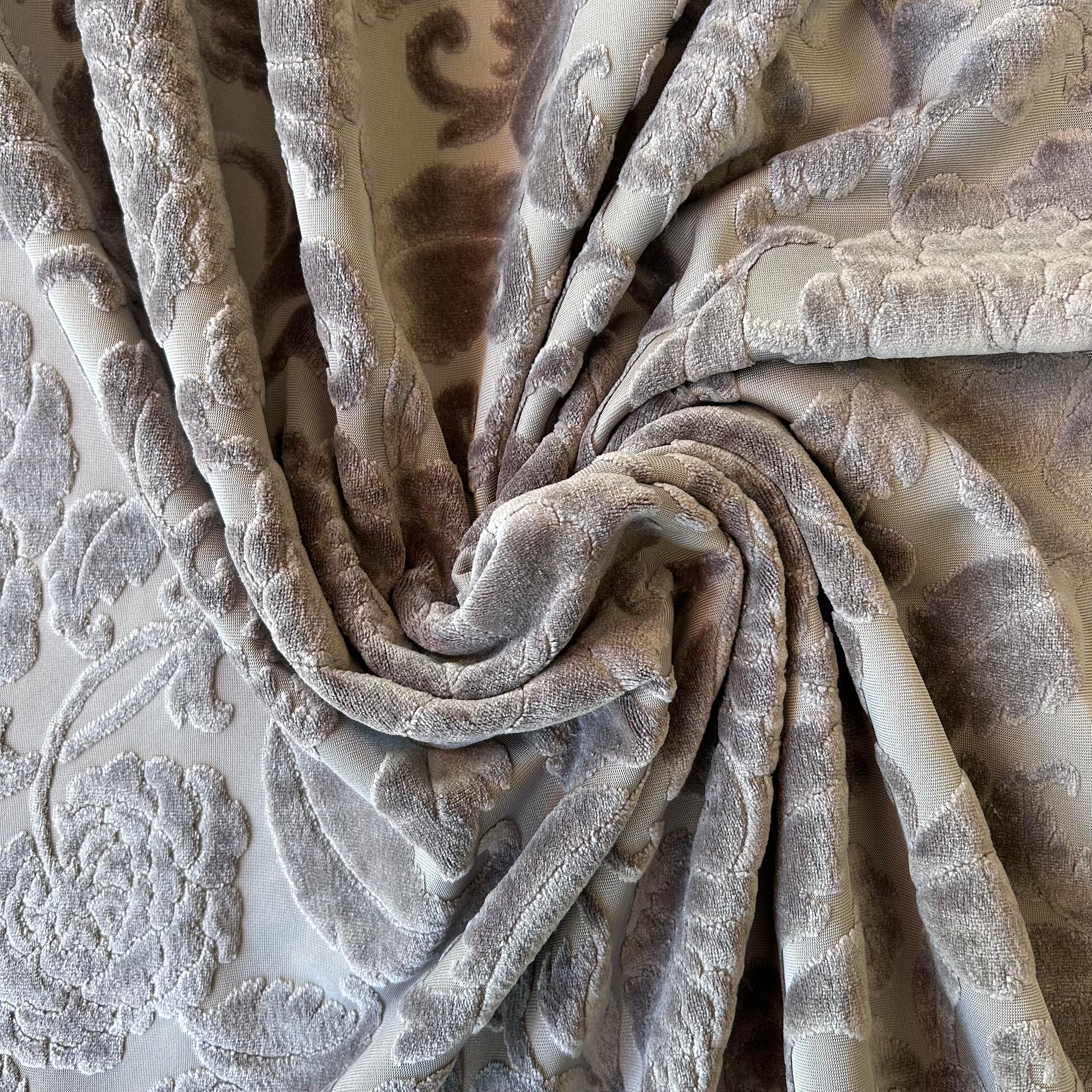Veludo damasco para decoração Cinzento