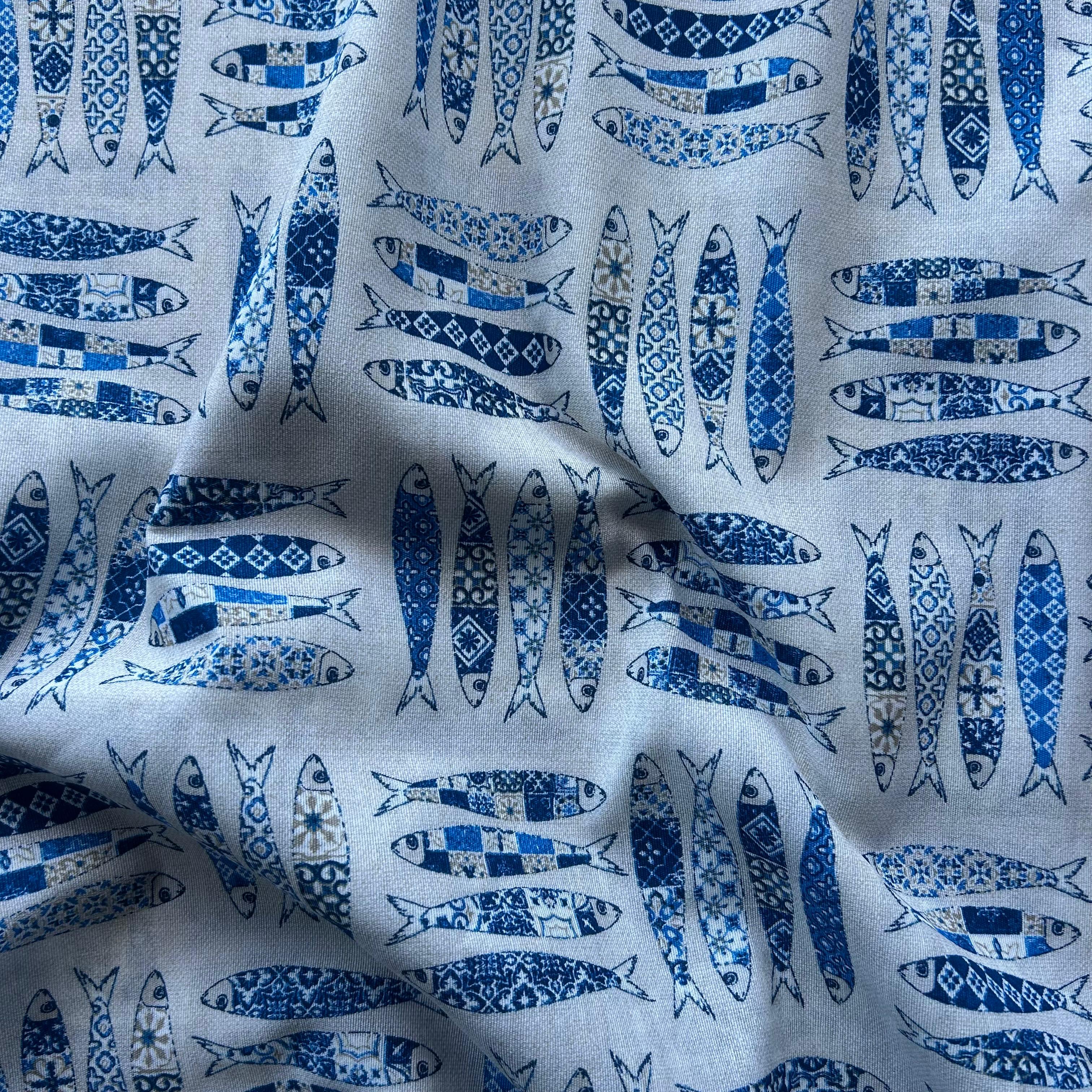 Loneta de decoração -  Sardinhas  Azul