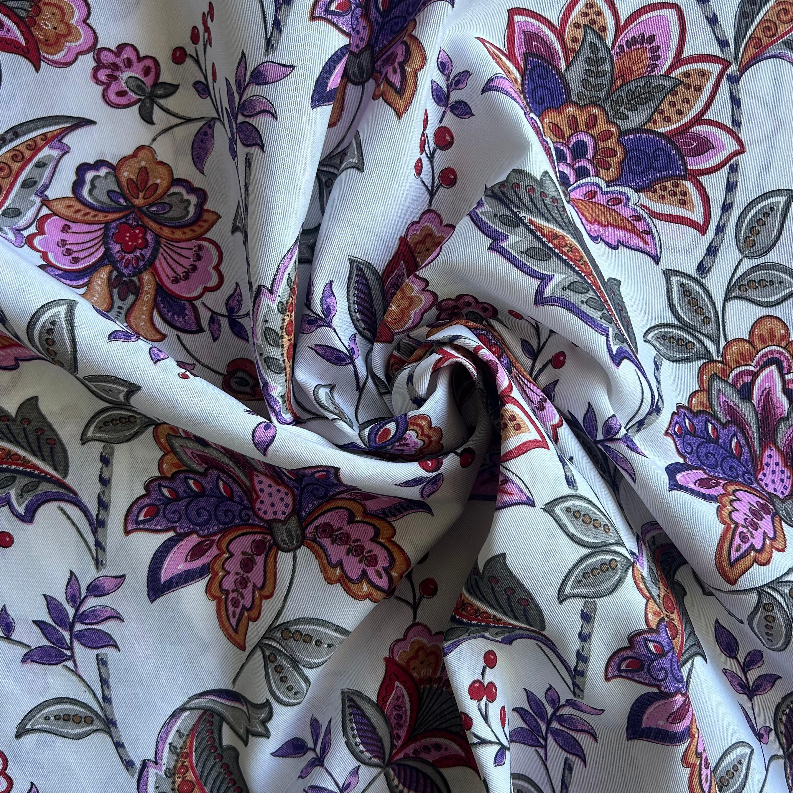 Loneta de decoração - Floral - Branco&Lilas