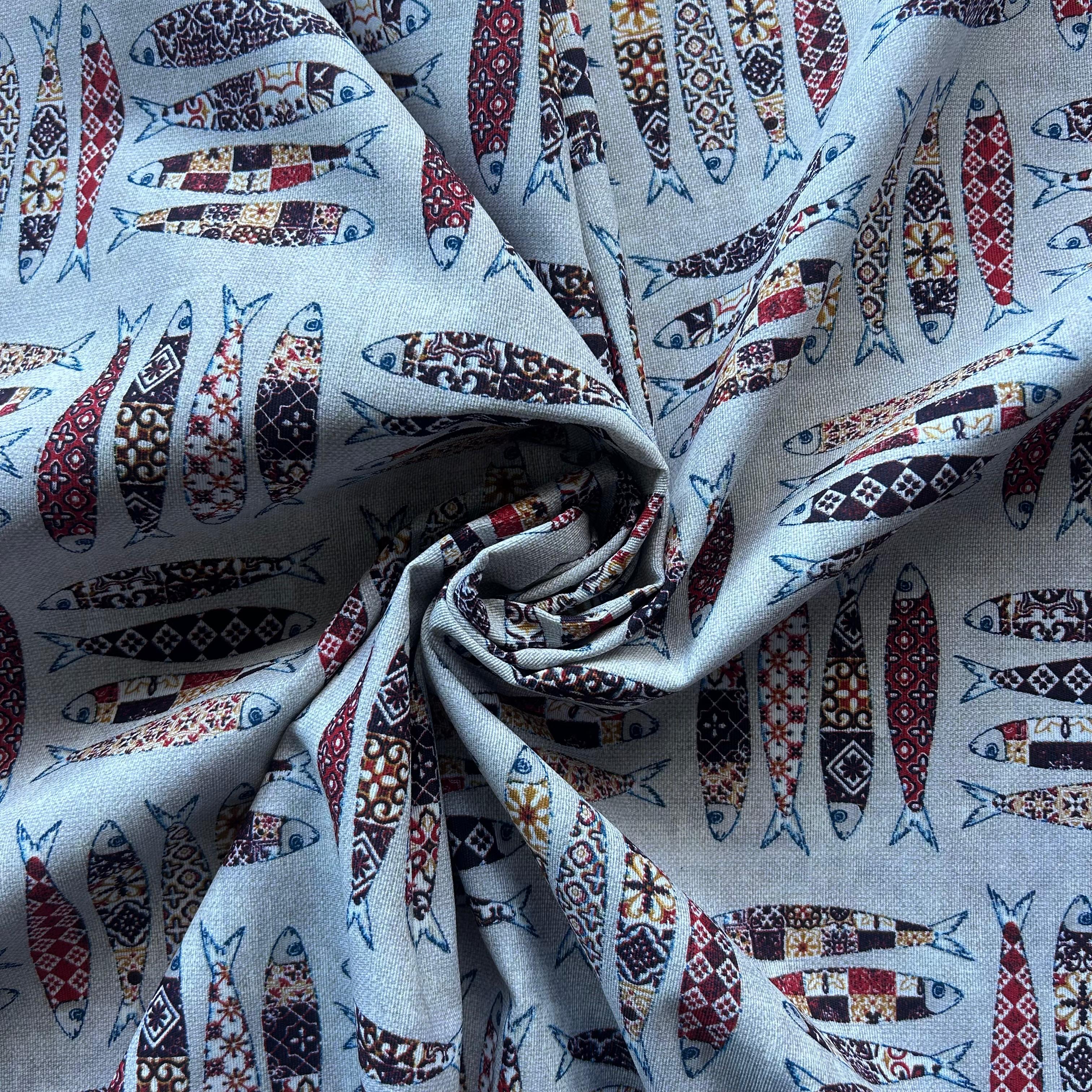 Loneta de decoração -  Sardinhas  Vermelho