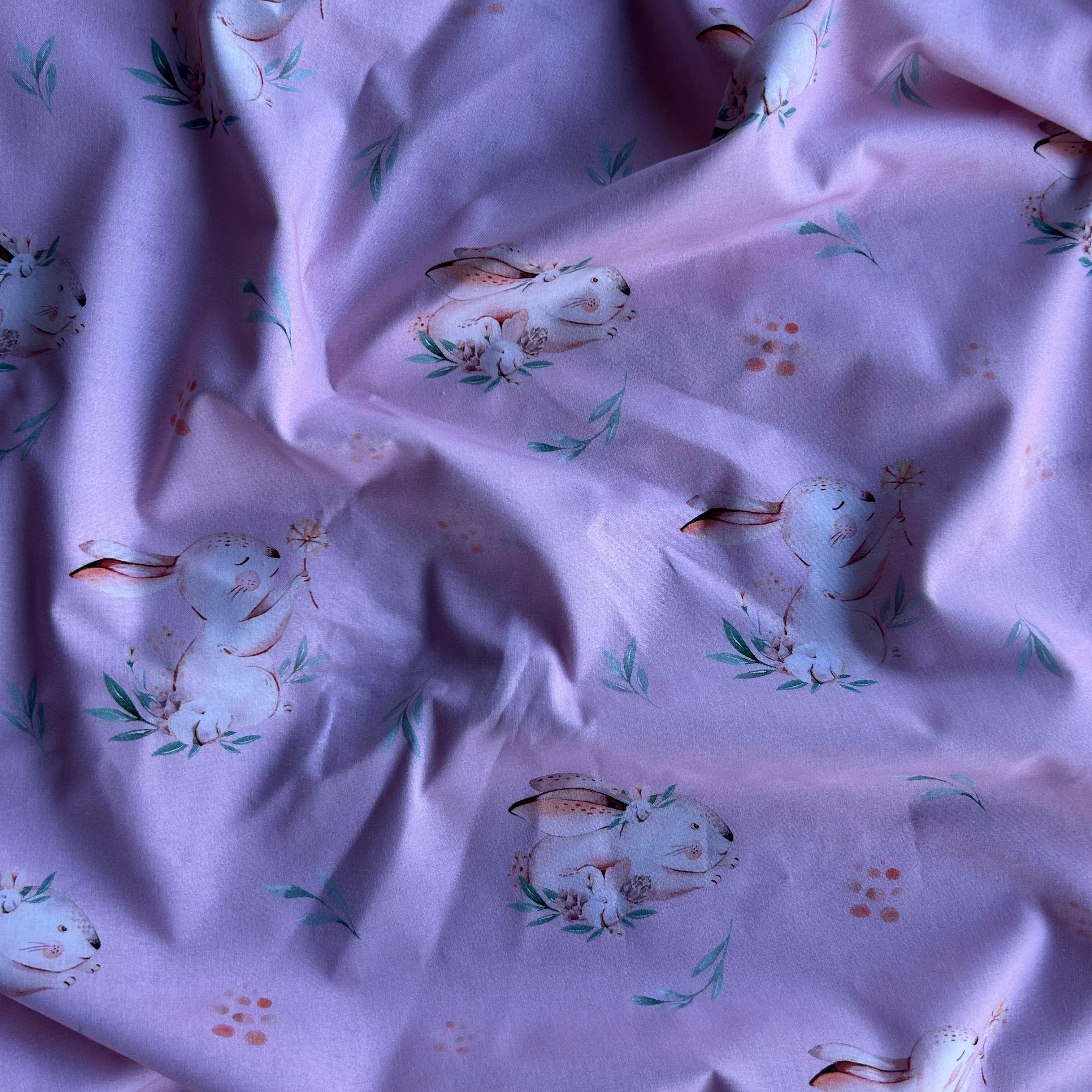 Algodão Estampado Coelho Rosa