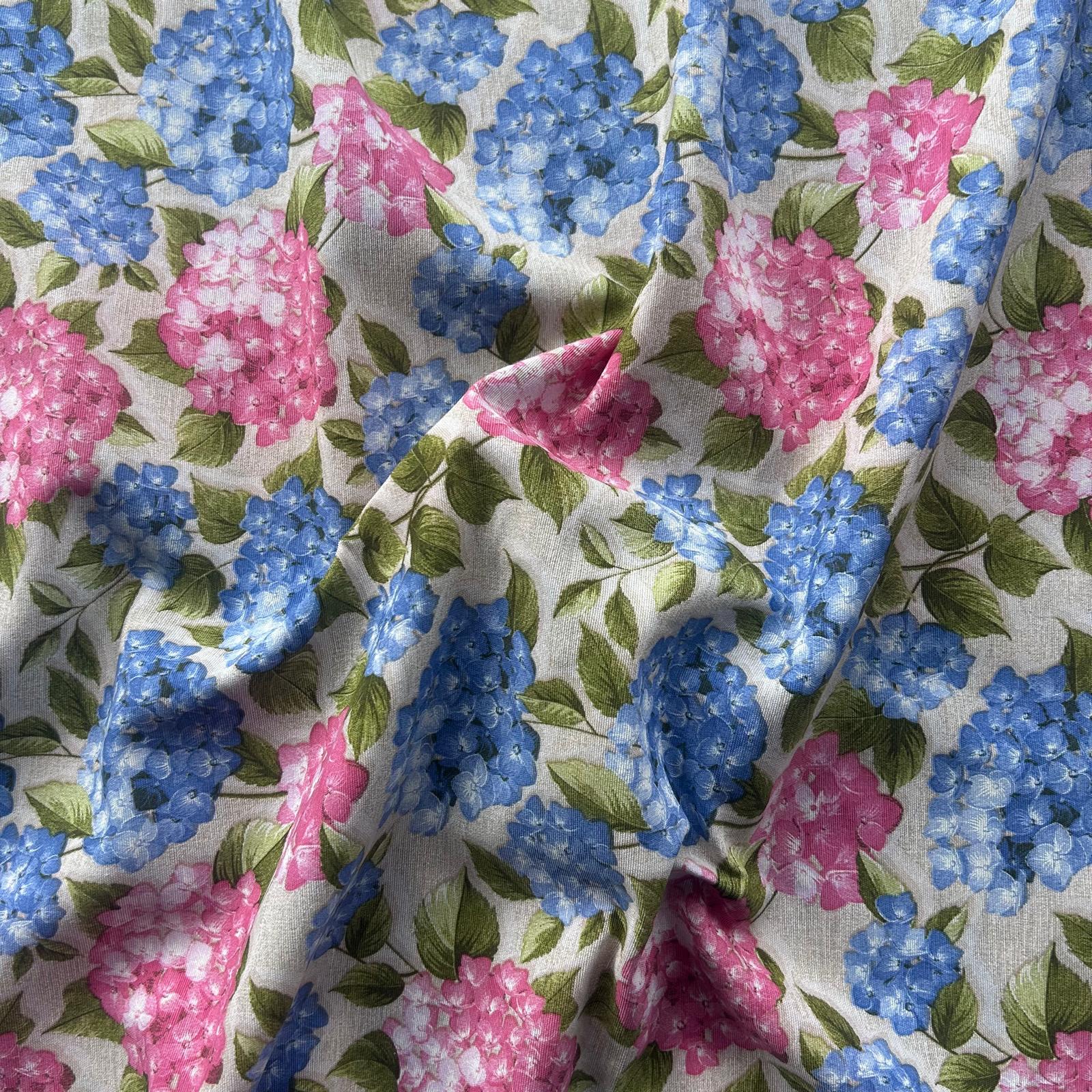 Loneta de decoração - Floral  - Azul