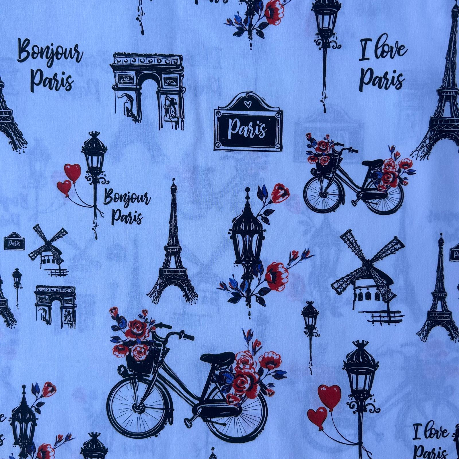 Algodão Estampado Bonjour Paris