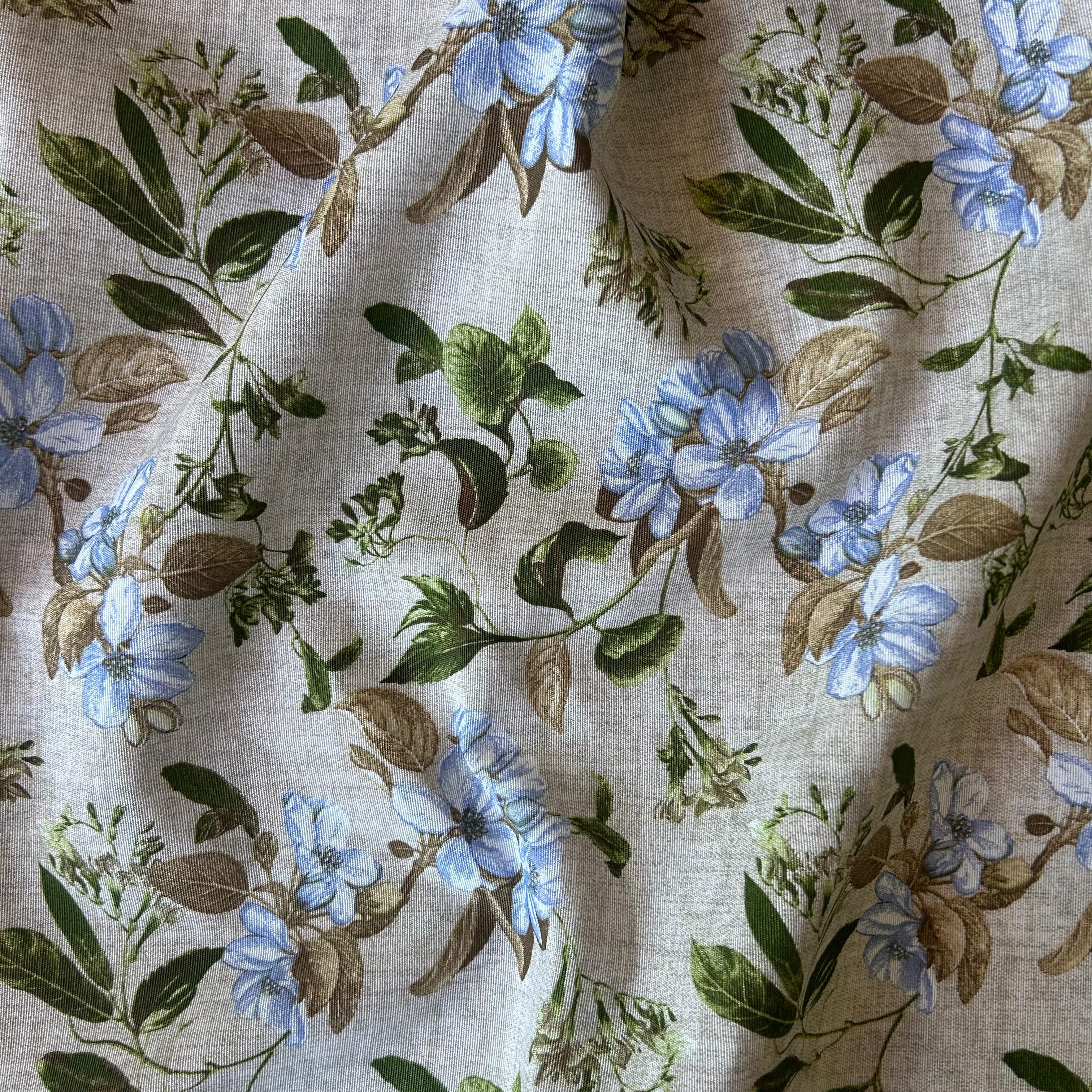 Loneta de decoração - Floral - Verde&Azul