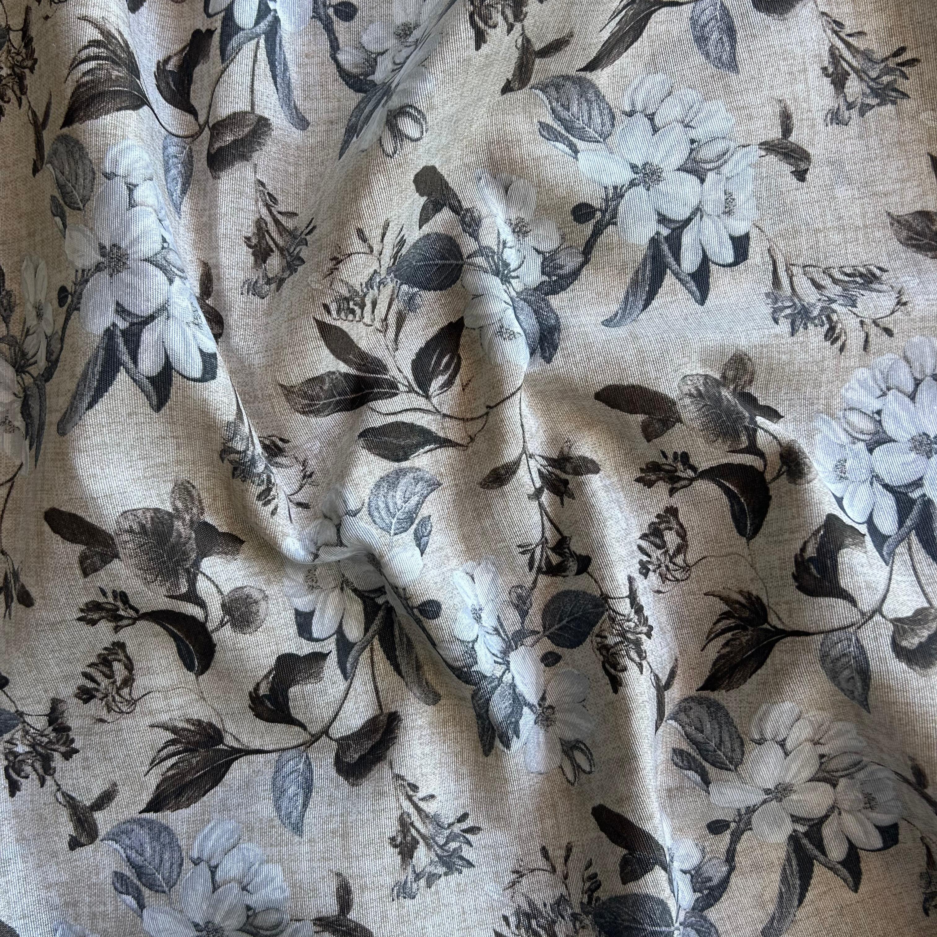 Loneta de decoração - Floral - Cinzento