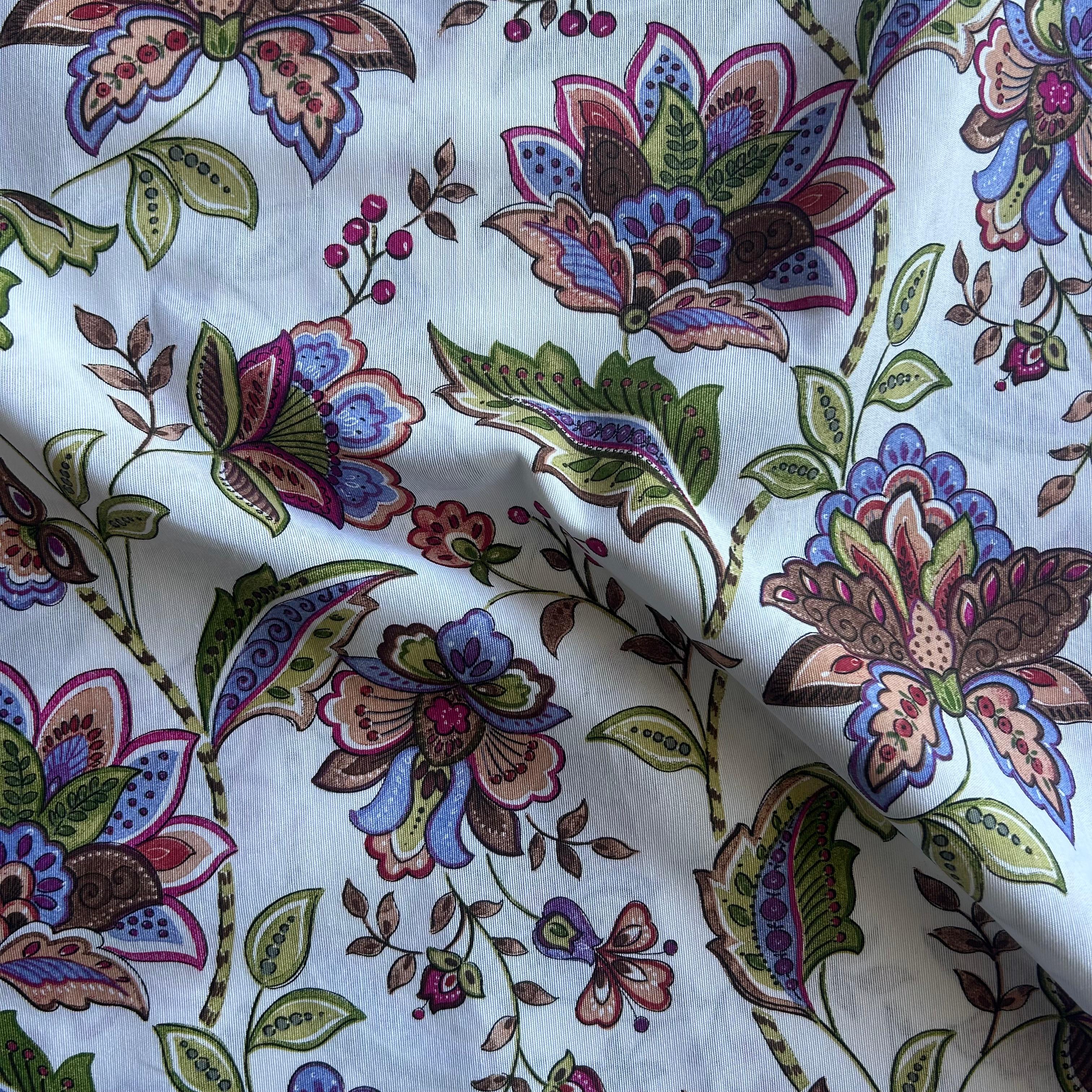 Loneta de decoração - Floral - Branco&Verde