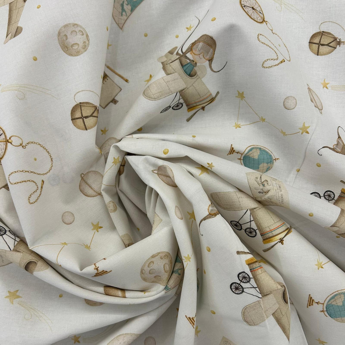 Algodão Estampado- Bege
