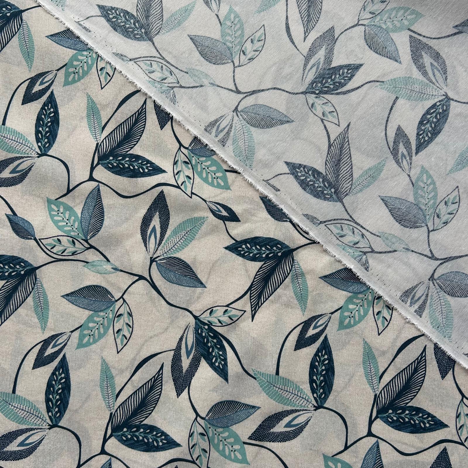 Loneta de decoração - Floral  - Azul