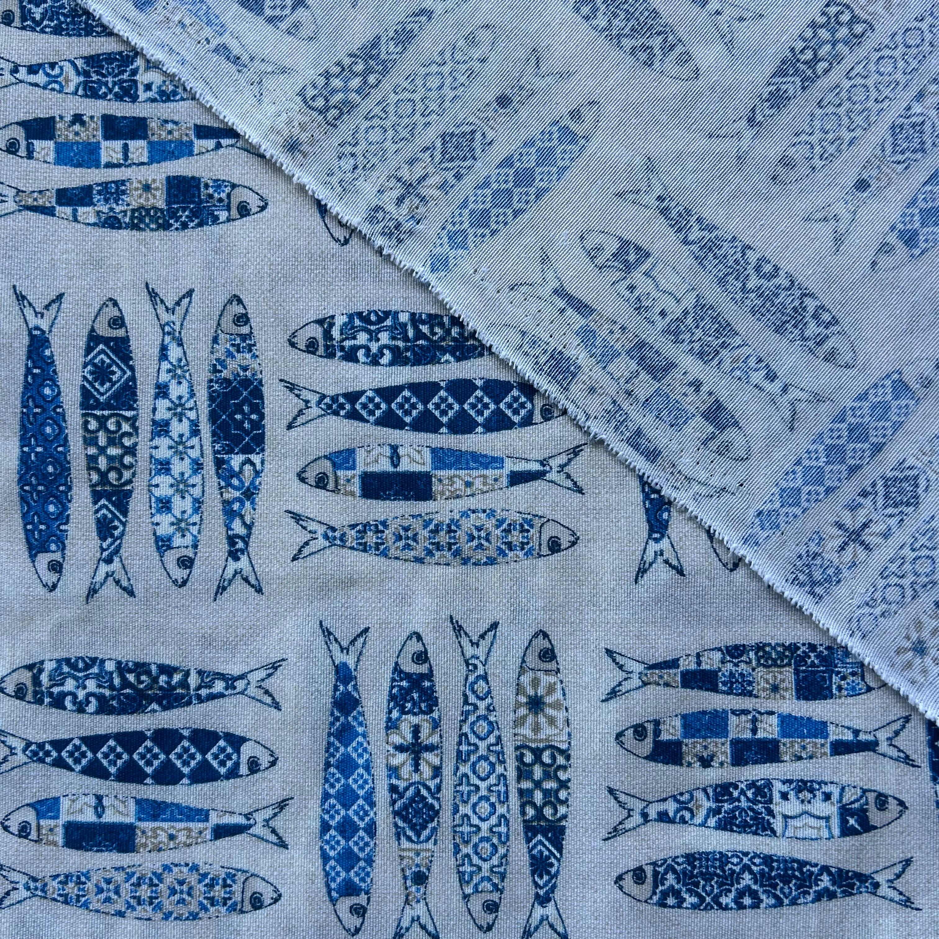 Loneta de decoração -  Sardinhas  Azul