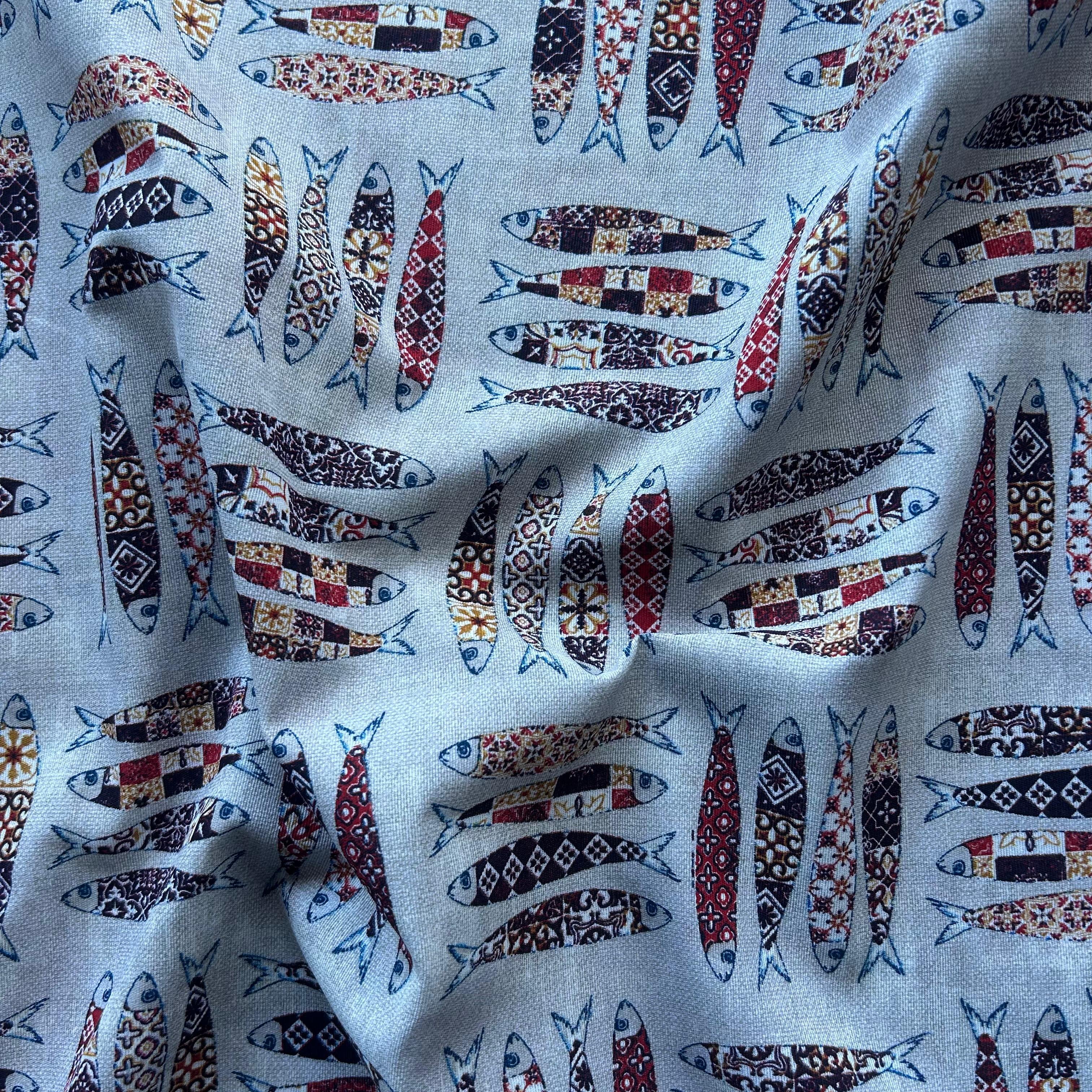 Loneta de decoração -  Sardinhas  Vermelho