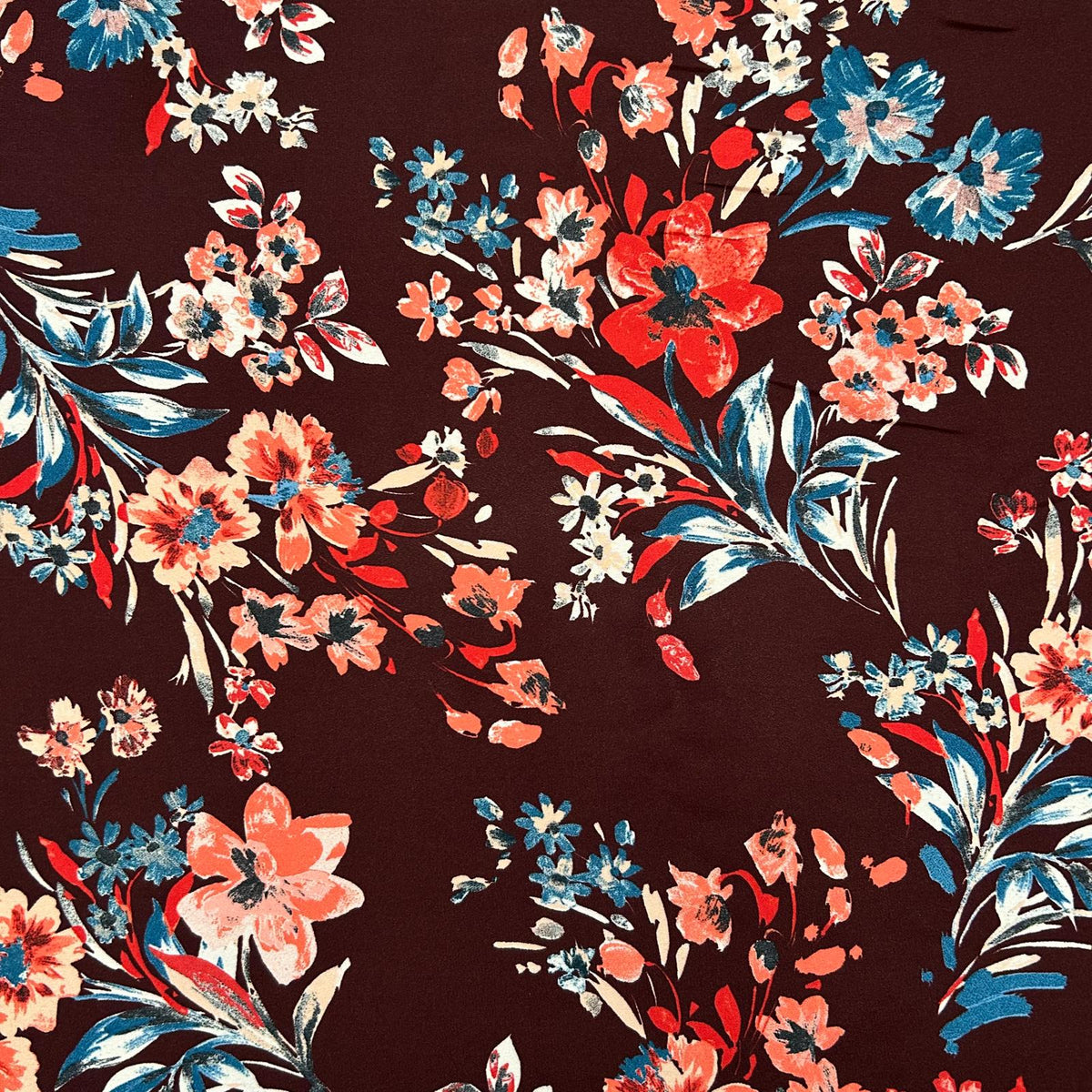 Retalho Camiseiro Estampado Floral Bordeaux