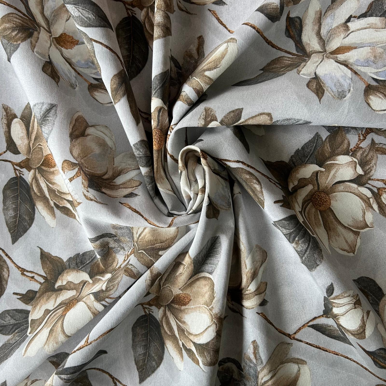 Loneta de decoração-Floral-Bege&Cinzento