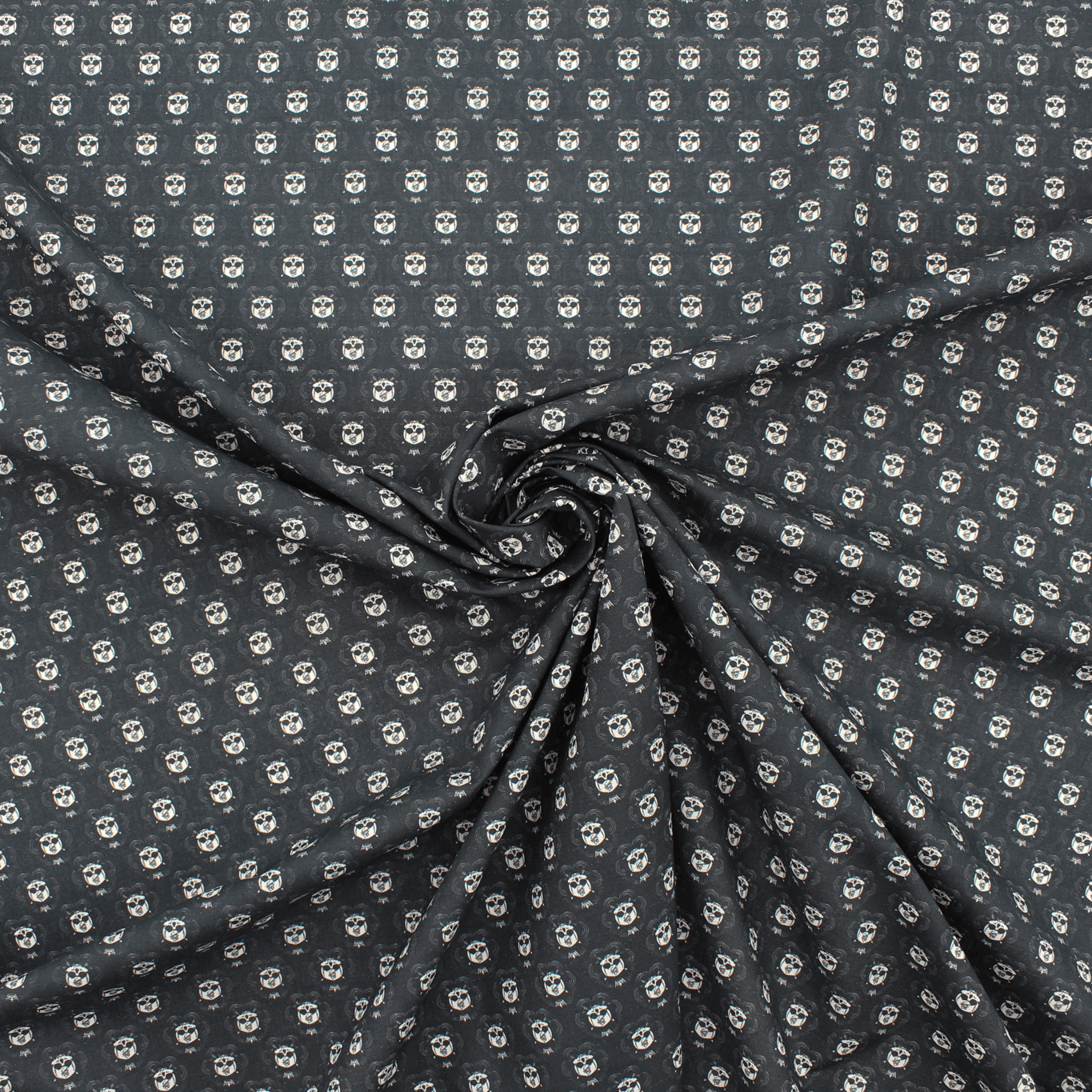 Algodão Estampado - Caveiras - preto Algodões Estampados Tecido para Decoração e Vestuário 