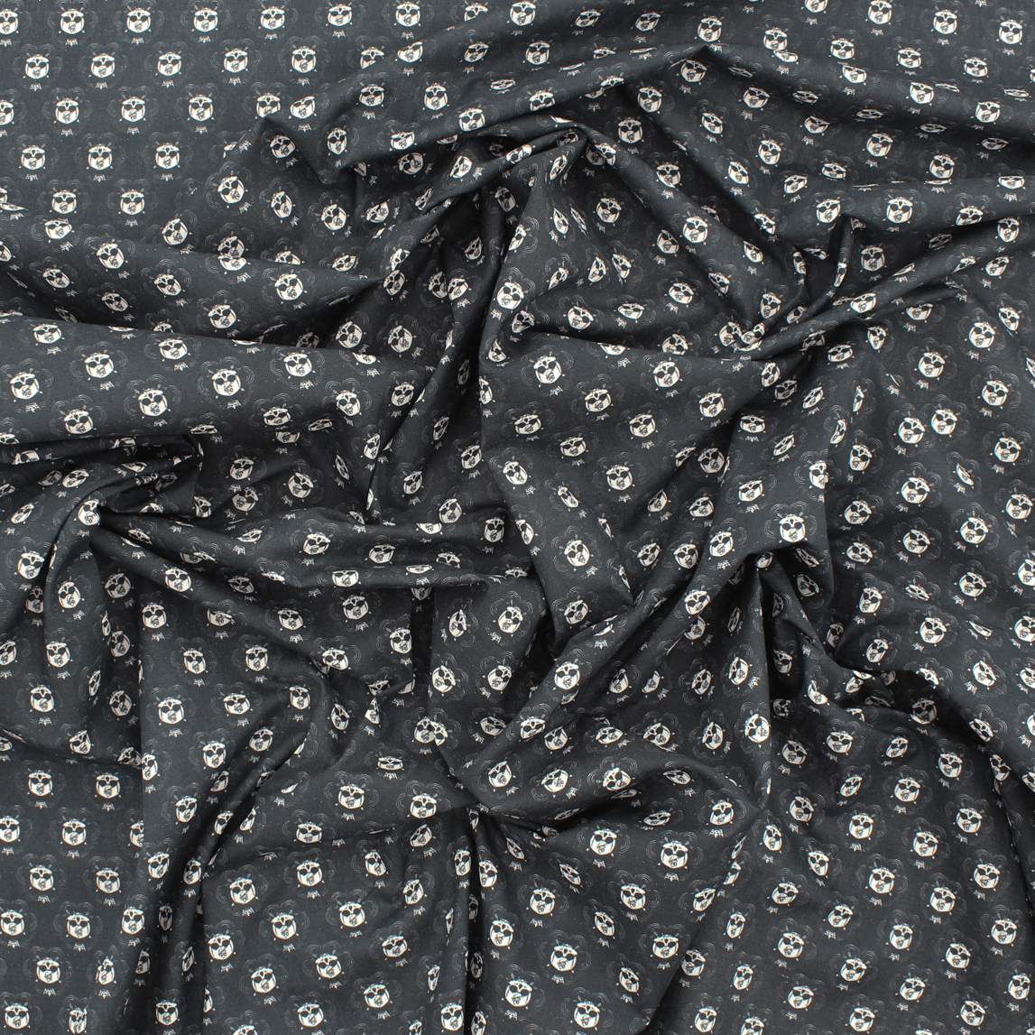Algodão Estampado - Caveiras - preto Algodões Estampados Tecido para Decoração e Vestuário 