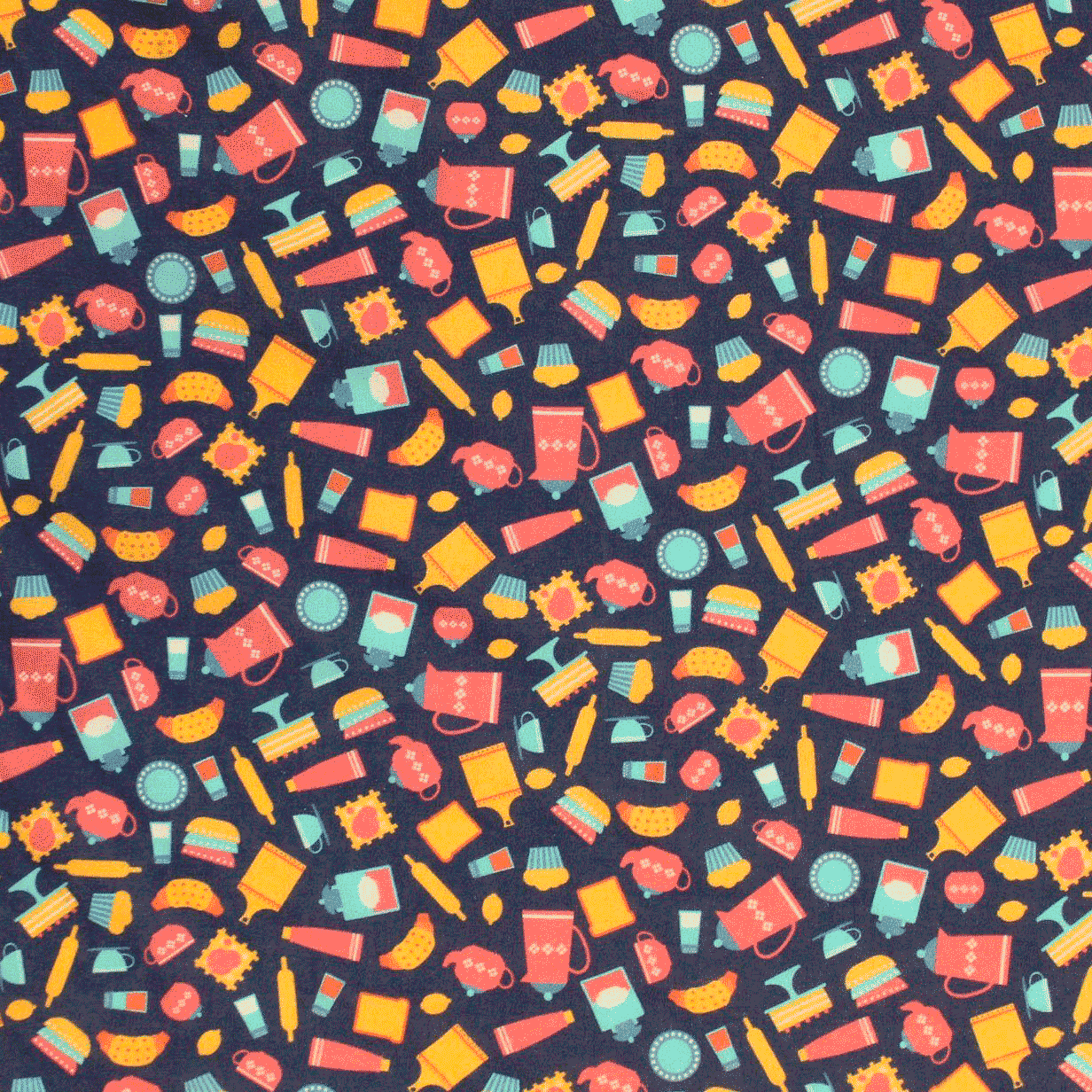 Algodão estampado cozinha - azul Algodões Estampados Tecido para Decoração e Vestuário 