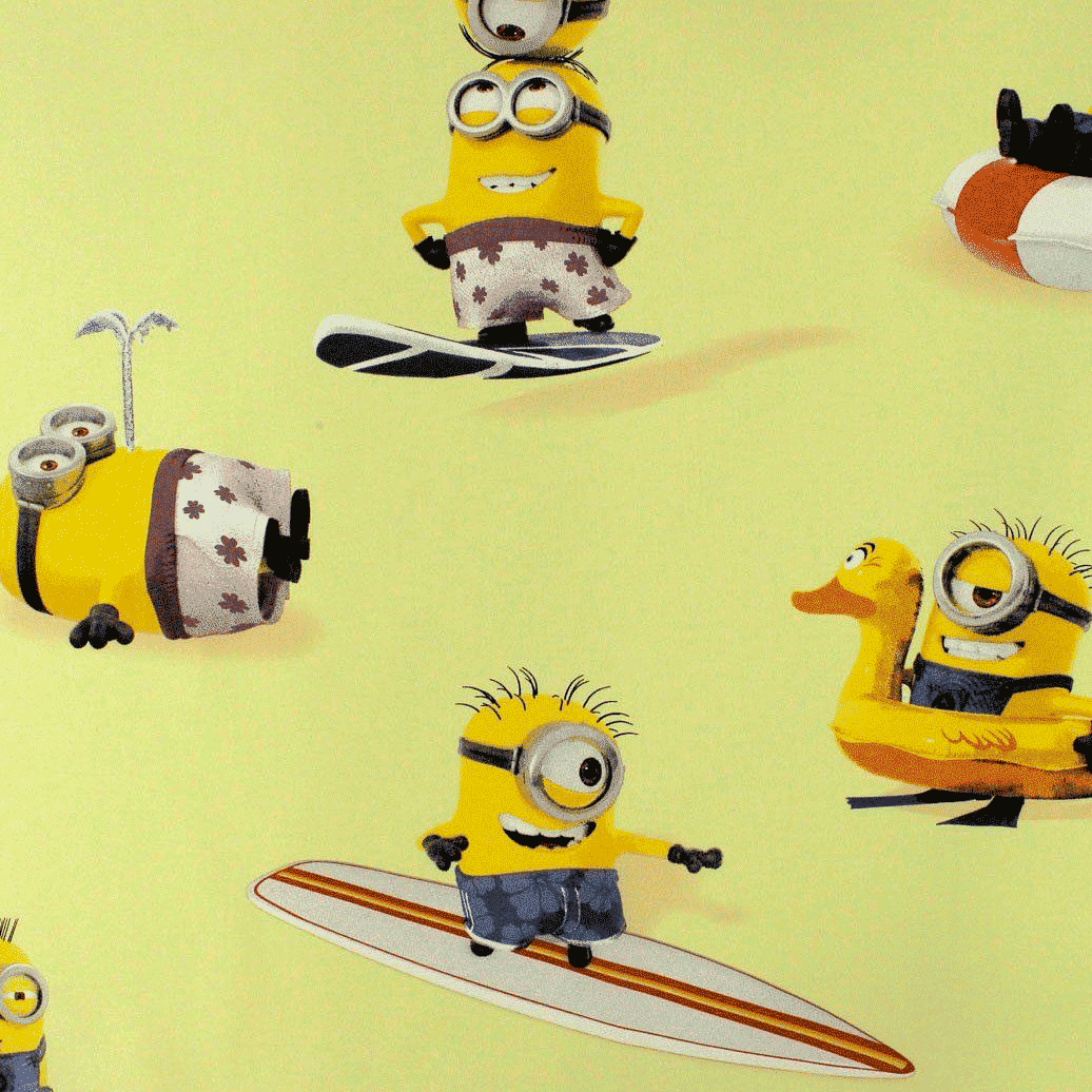 Printed cotton Disney Minions Surf yellow - Main Image