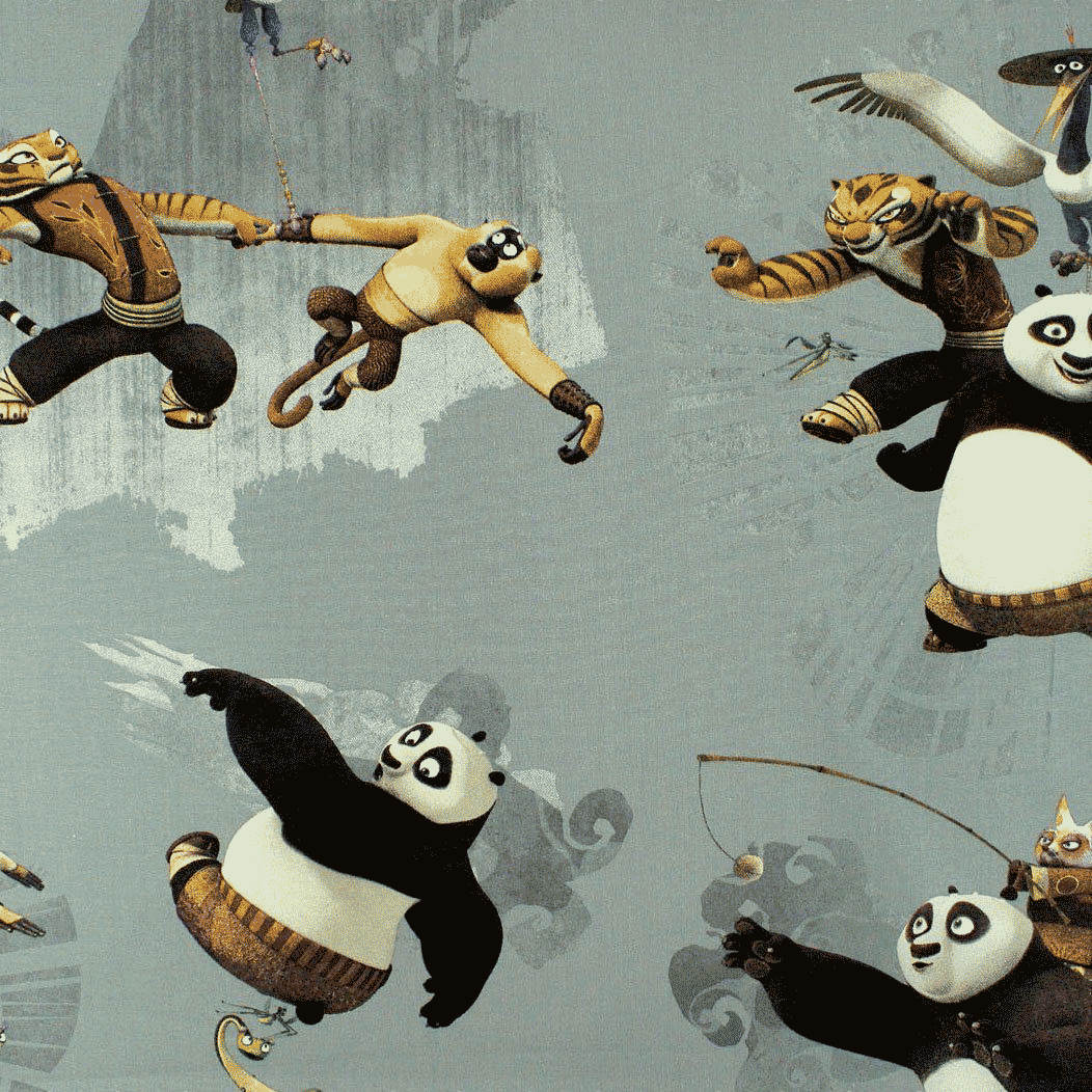 Algodão estampado - Disney Panda Kung Fu - cinza Algodões Estampados Tecido para Decoração e Vestuário 