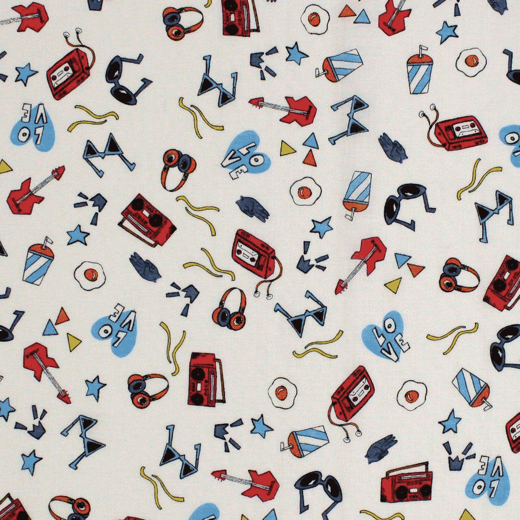 Algodão Estampado electrónica - branco Algodões Estampados Tecido para Decoração e Vestuário 