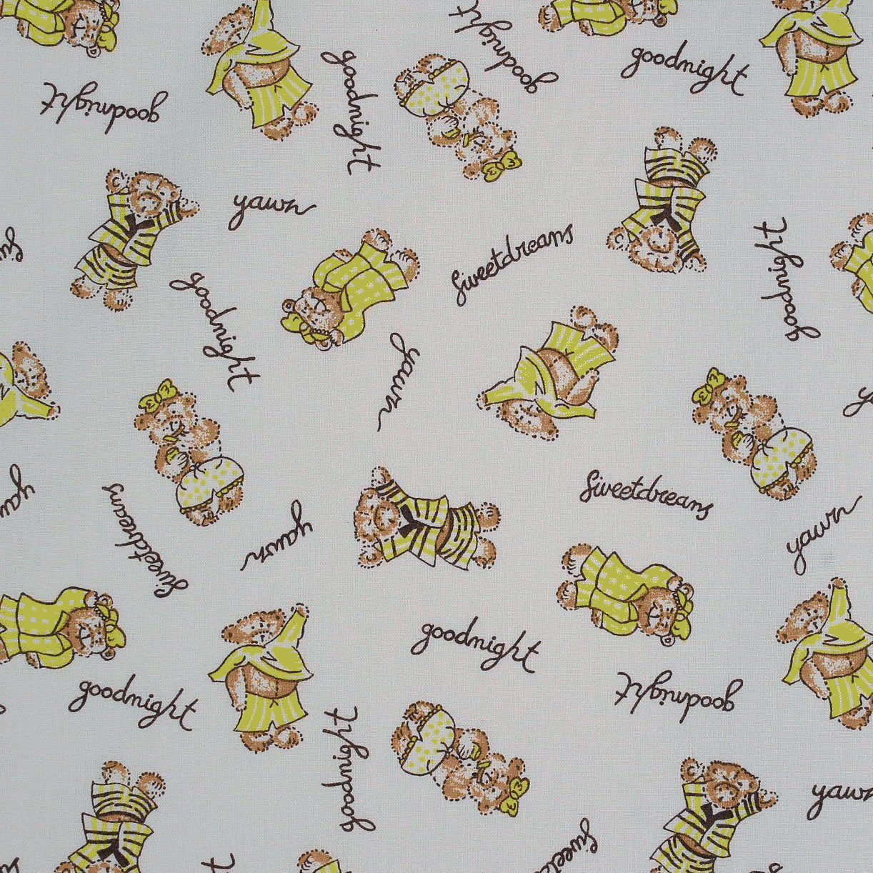 Algodão Estampado good night - amarelo Algodões Estampados Tecido para Decoração e Vestuário 