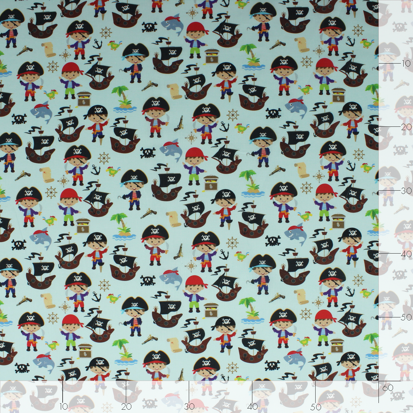 Algodão Estampado - Piratas - azul Algodões Estampados Tecido para Decoração e Vestuário 