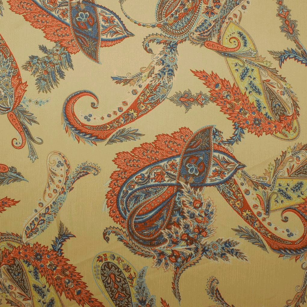 Camiseiro Estampado Cornucopias - Bege Sedas Poliéster Tecido para Vestuário 