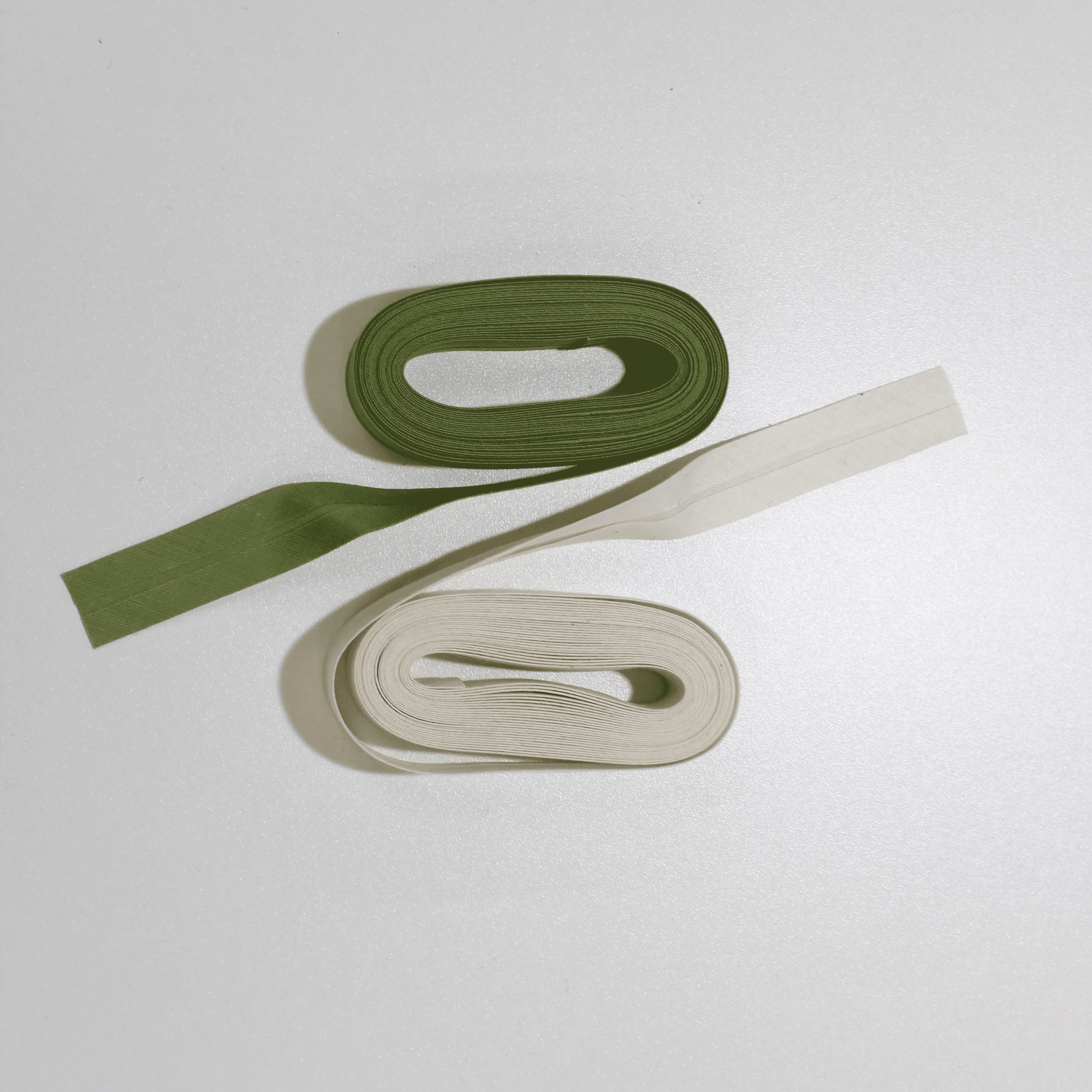 Fita Vies Algodão 18mm Verde e Bege Fita Vies Retrosaria 