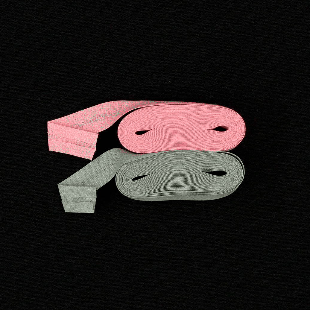 Fita Vies Algodão Amarelo Cinza & Rosa Fita Vies Retrosaria 