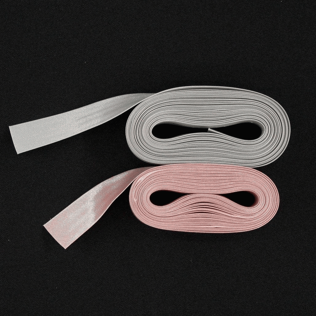 Fita Vies Cetim Rosa Velho & Cinza Fita Vies Retrosaria 