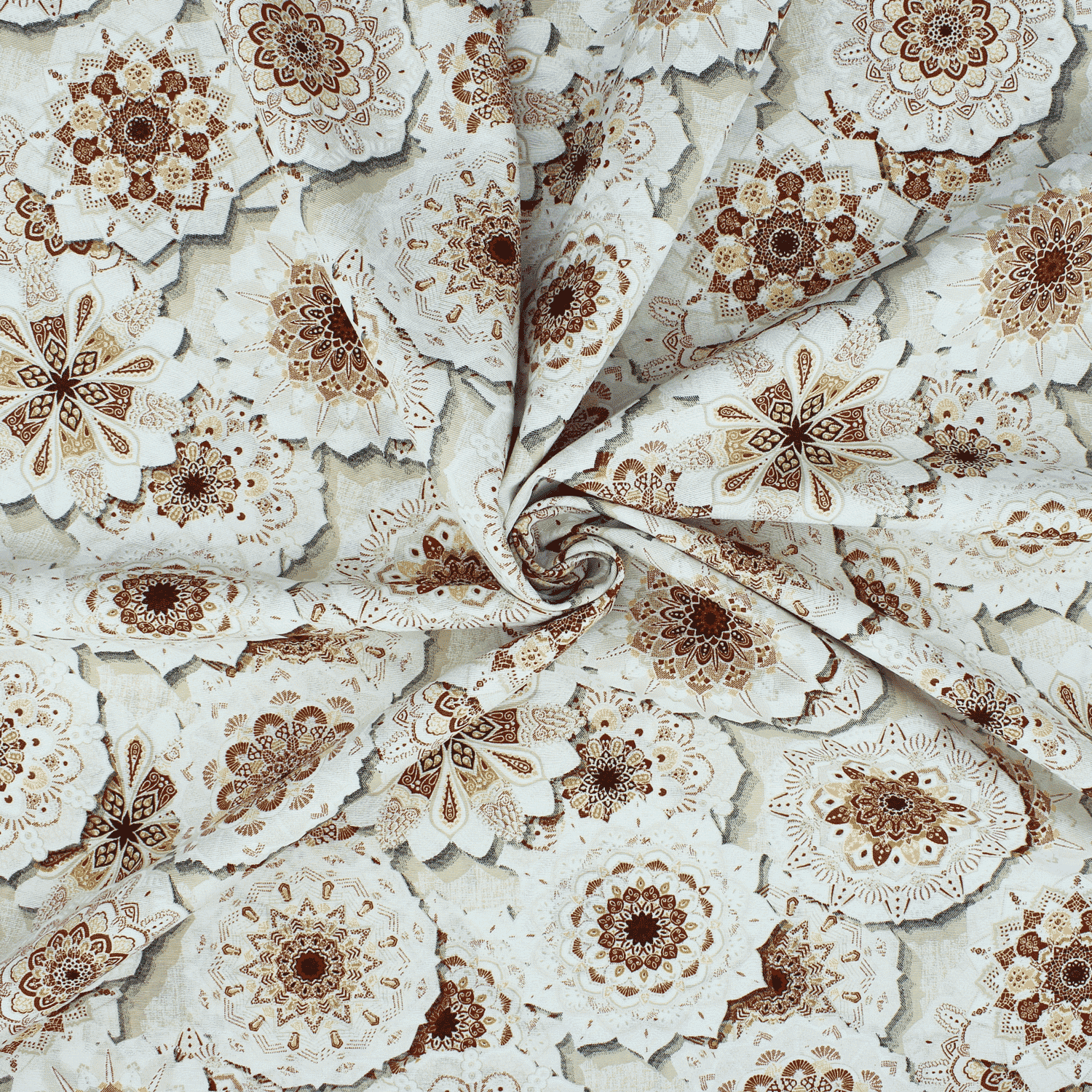 Loneta Floral - bege Loneta Estampada Tecido para Decoração 