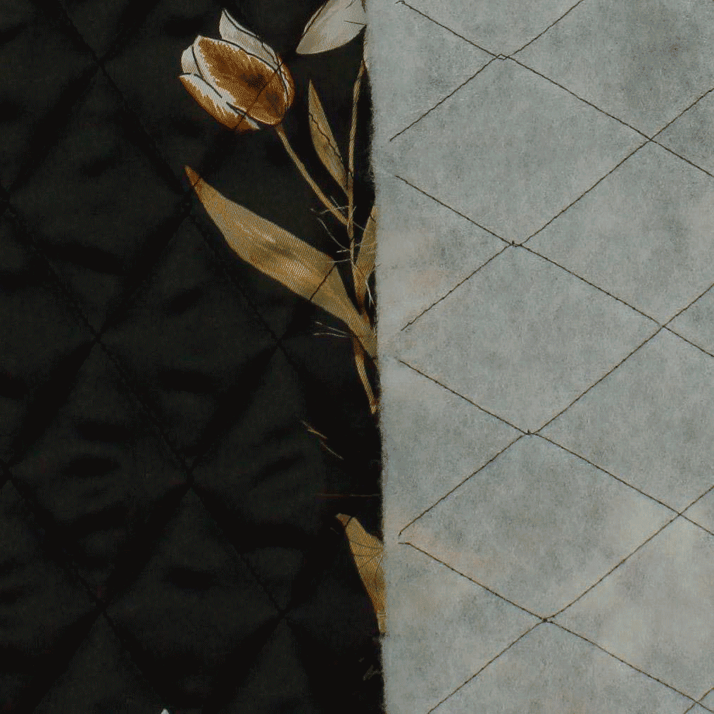 Tecido Acolchoado Estampado Flores - Preto Acolchoados Tecido para Decoração e Vestuário 