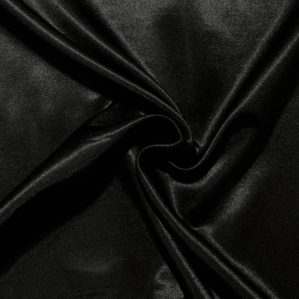 Tecido para cerimónia - Shantung Dupla Face Preto Cetim Shantung Tecido para Vestuário 