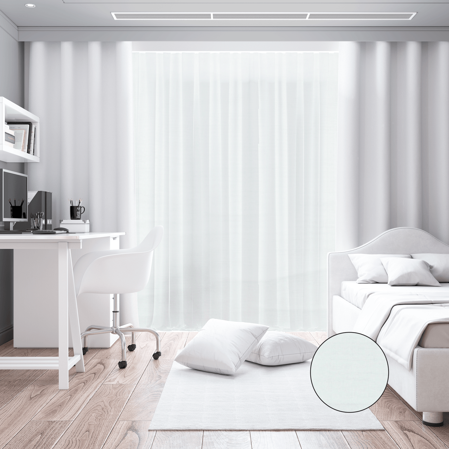 Tecido para Cortinado Alinhado Abruzzo - branco Cortinados Alinhados Tecido para Decoração 