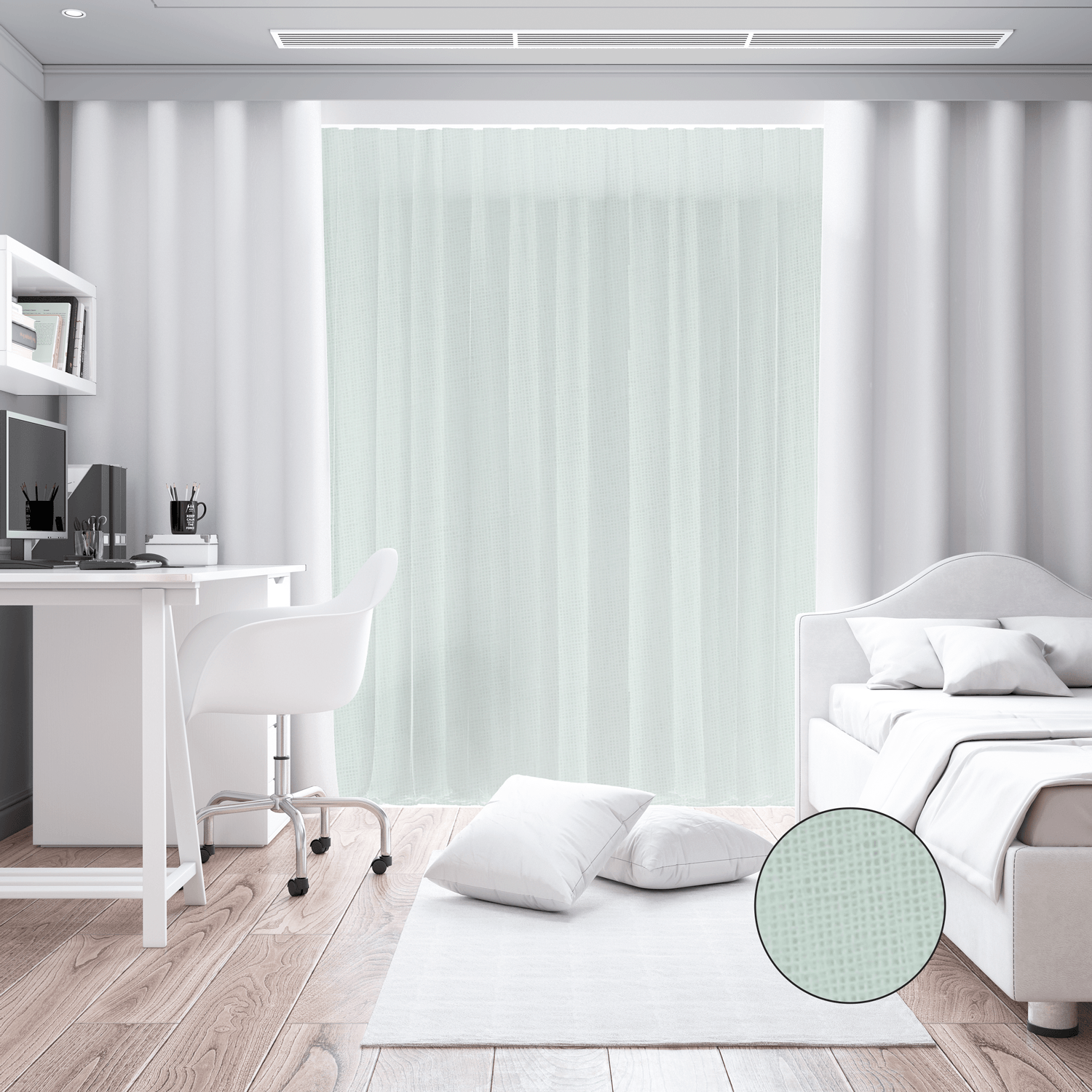 Tecido para Cortinado Alinhado Genoa - Branco Cortinados Alinhados Tecido para Decoração 