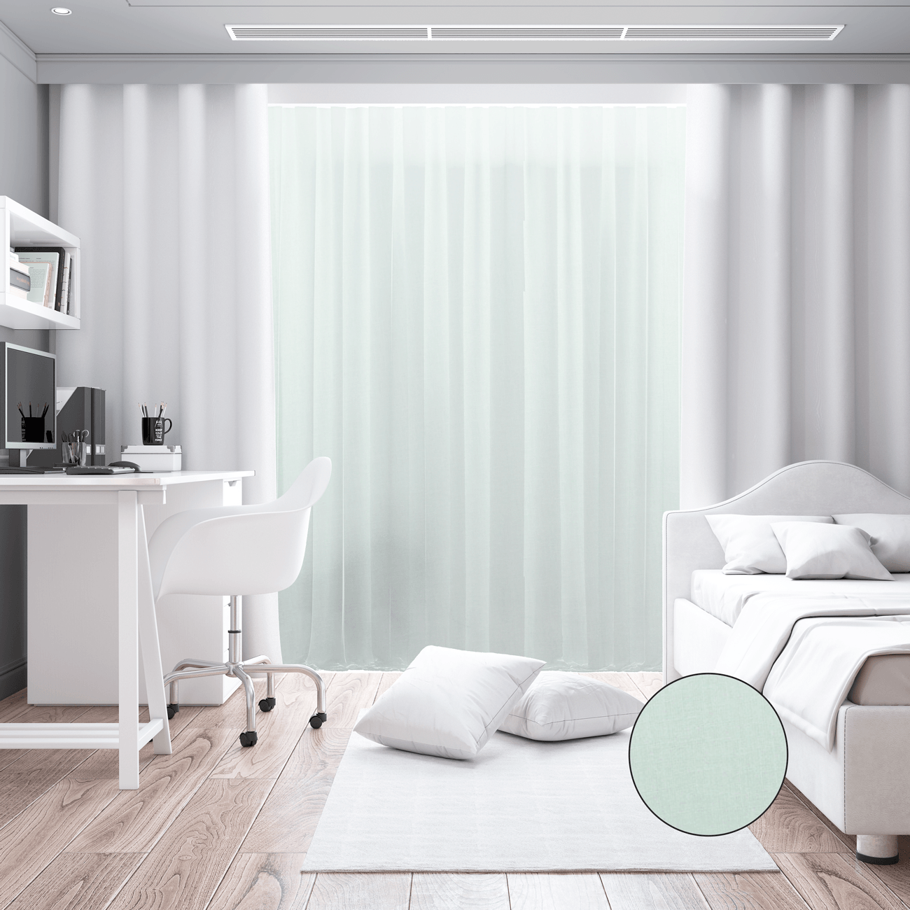 Tecido para Cortinado Alinhado Goriza - Branco Cortinados Alinhados Tecido para Decoração 