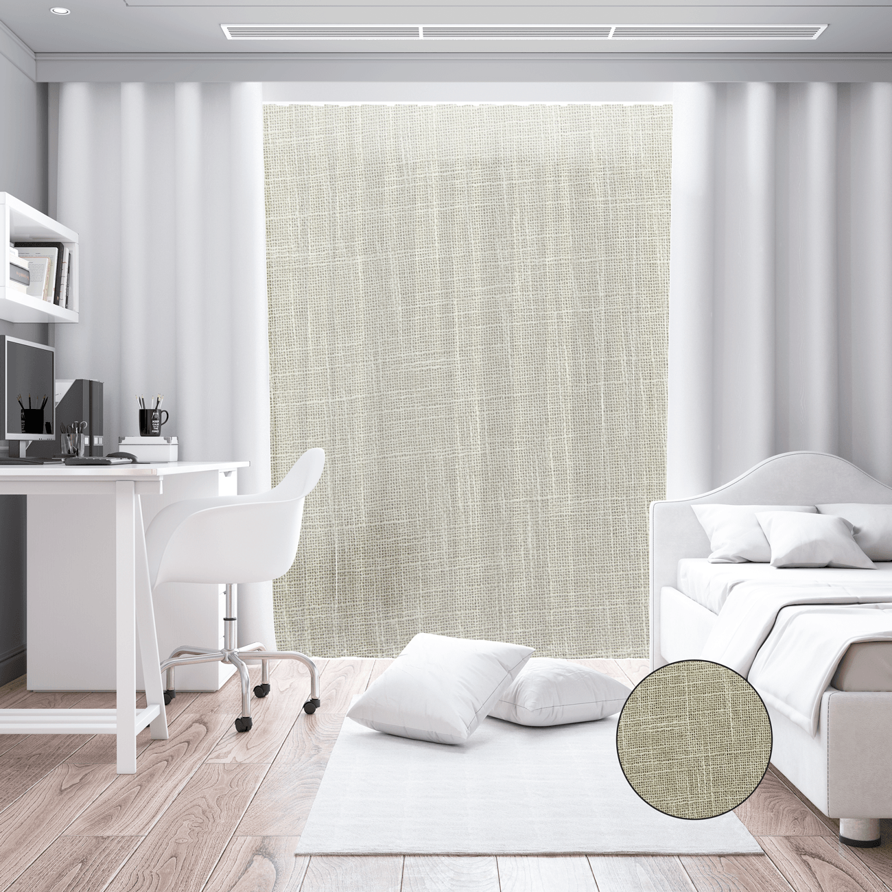 Tecido para Cortinado Alinhado Lecco - Bege Cortinados Alinhados Tecido para Decoração 