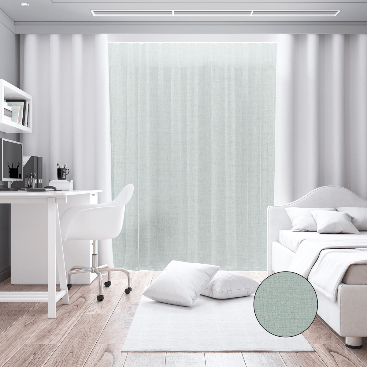 Tecido para Cortinado Alinhado Portofino - Branco Cortinados Alinhados Tecido para Decoração 