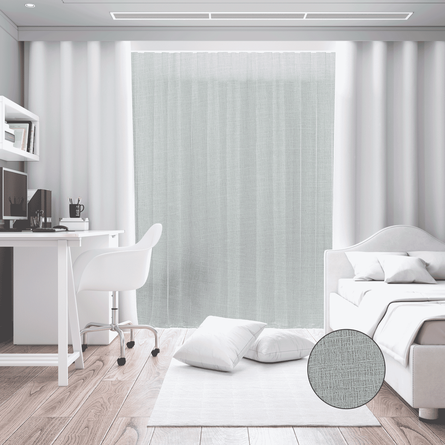 Tecido para Cortinado Alinhado Portofino - cinzento Cortinados Alinhados Tecido para Decoração 